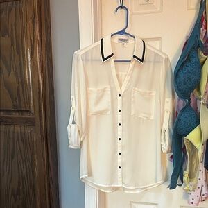Express Cream Button Down Shirt with Notched Collar